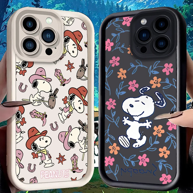 

Чехол Cartoon S-Snoopy для iPhone 16 E 15 14 13 12 Mini 11 Pro Max XS X 8 7 Plus SE, жидкая мягкая силиконовая противоударная задняя крышка