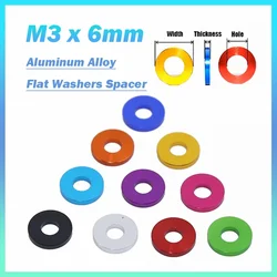 5/10/20Pcs M3 x 6mm Aluminum Alloy Anodised Metric Colourful Flat Washers Spacer Gasket Thikne 0.25/0.5/1/1.5/2/2.5/3mm