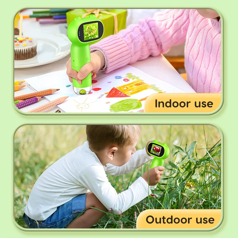 Kids Digital Microscope Handheld Microscope with 2inch IPS Screen 1000X Portable Pocket Microscope for Kids Adults PC View(CM4)