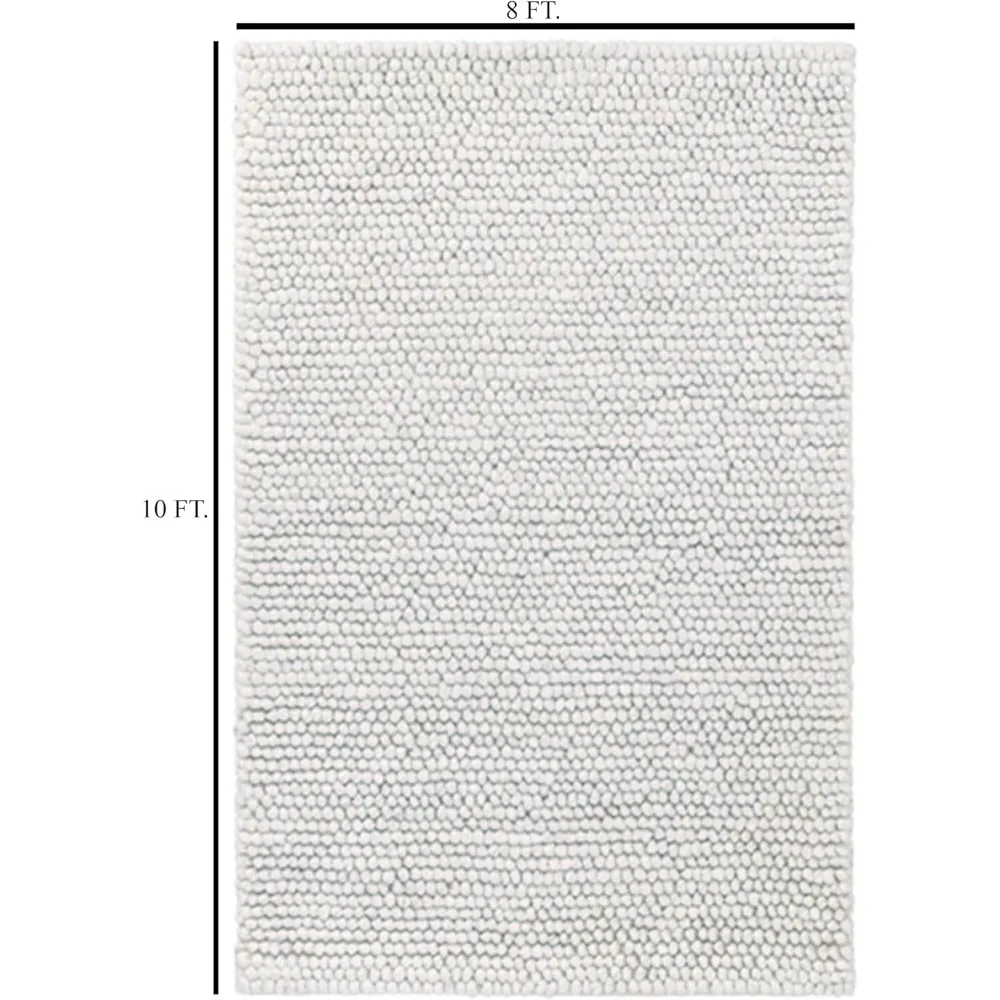 Wool cotton hand woven rug, Living Room Bedroom Contemporary Area rug (8' x 10' - Ivory)