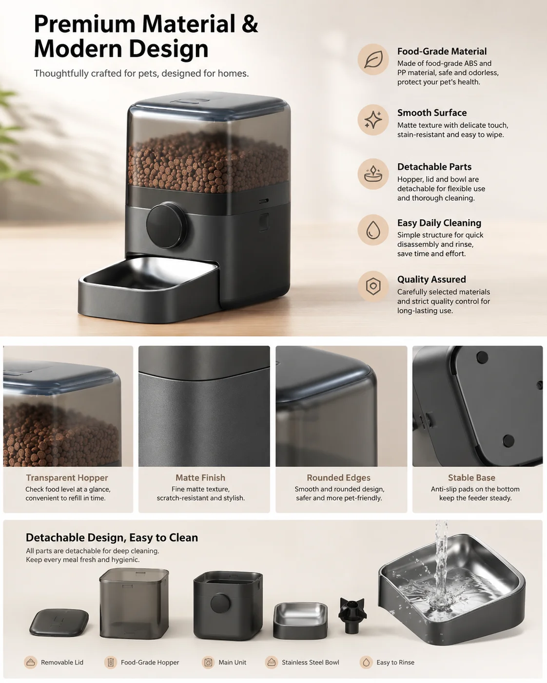 Smart Large Capacity Wireless Pet Feeder for Chongxiaoji with Long Battery Life App Control Automatic Food Dispenser for Cats
