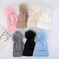 Big Pompom Winter Baby Hats for Newborn Boys Girls Cute Beanies Caps Knitted Headwraps Warm Kids Crochet Infant Kids Headwear
