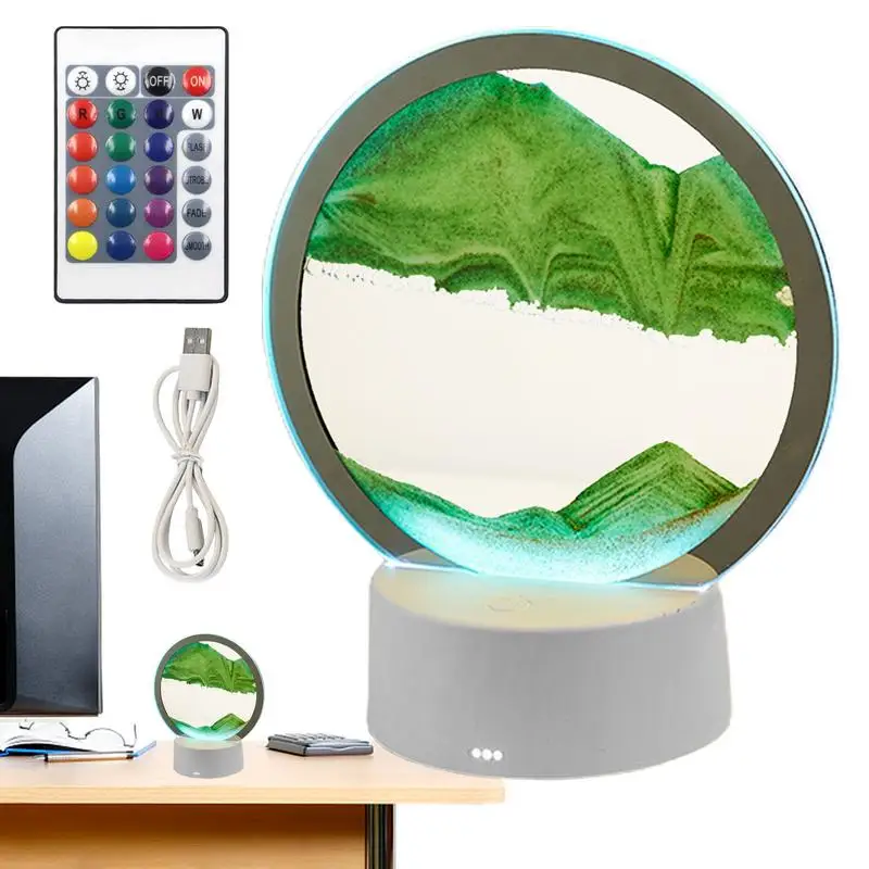 Moving Sand Art Decor 3D USB Charging Quicksand Painting Lamp Sand Art Lamp Moving Sand Desktop Ornaments For Living Room