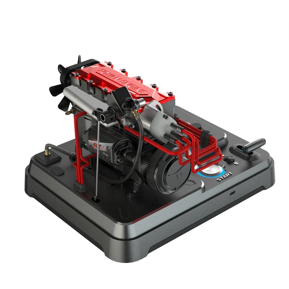 Toyan Motor L400bgd L4 Inline 4 Cilinder Methanol Motor Model Metalen Micro Verbrandingsmotor Met Één Knop Start Kit Speelgoed