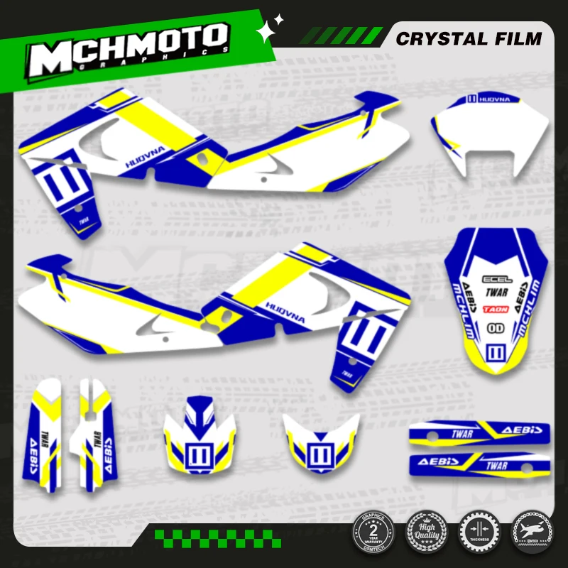 MCHMFG For Husqvarna TE250 2001 2002 2003 2004 SM450 2002-2004 Graphics Decals Stickers Motorcycle Number Name Background Custom