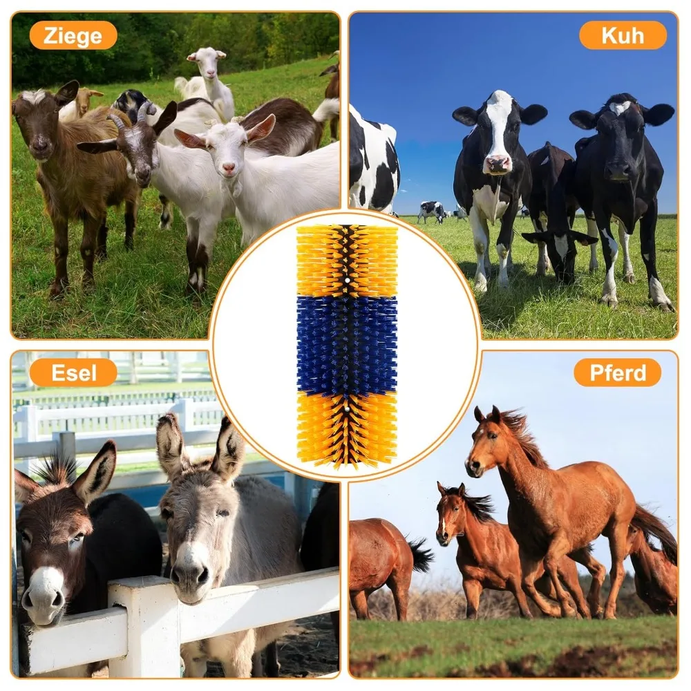1 brosse à gratter pour animaux, grattoir pour chevaux, brosse de toilettage pour massage complet, soulagement des démangeaisons du dos des animaux pour chèvres, bovins, moutons, chevaux, porcs, pour le nettoyage, le massage, le soulagement des démangeaisons et l'élimination des poils