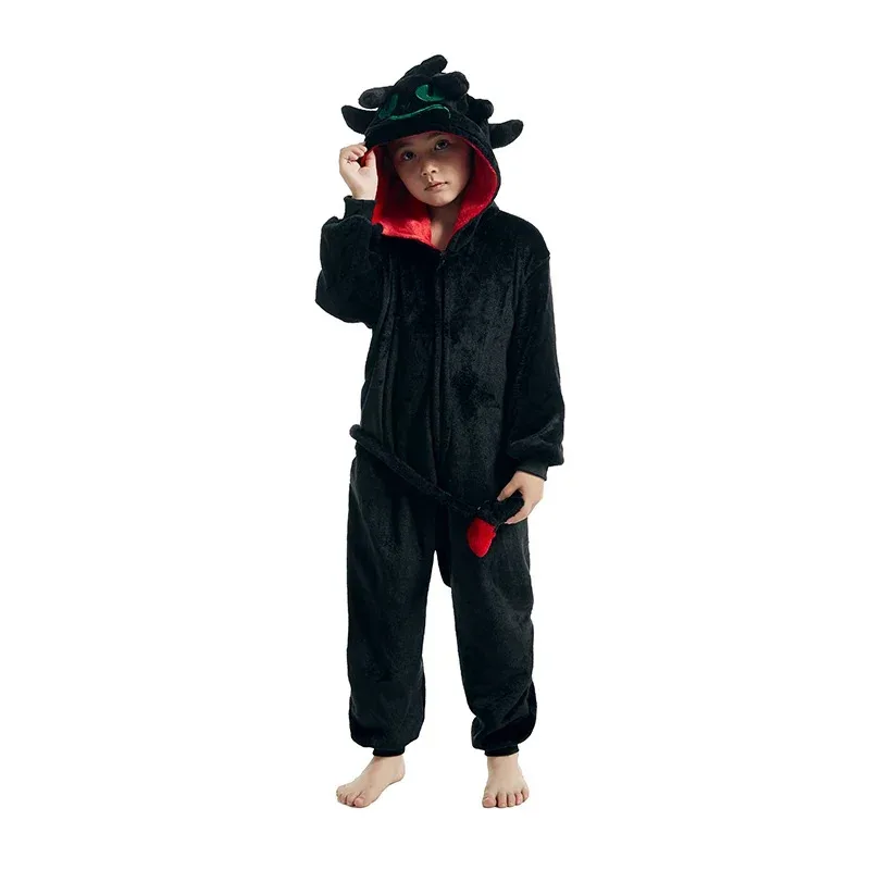 Kinder Onesie Zahnlos Cosplay Kostüm Halloween Pyjamas 1-teiliger Pyjama Weihnachten Junge Mädchen Ganzkörperkleidung Anime Homewear