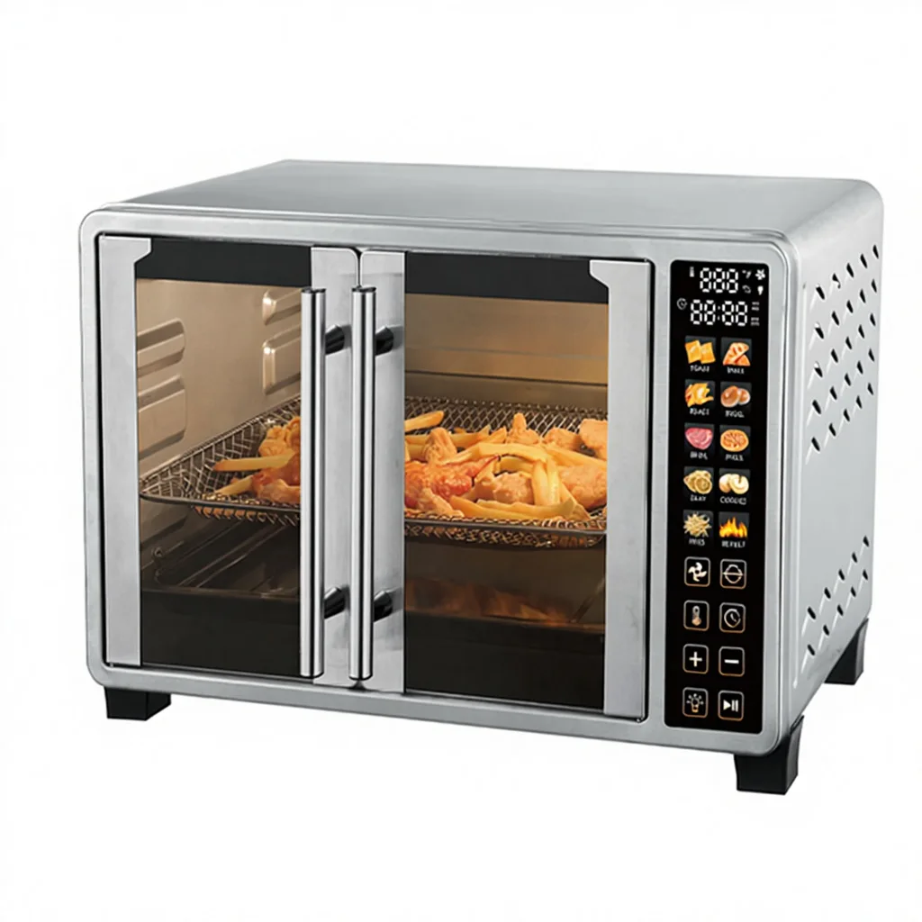 23L Multifunctional Electric Oven With Double Door, Stainless Steel Home Oven With Color Display Screen For Baking