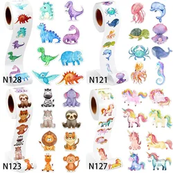 500Pcs Animal Stickers Unicorn Mermaid Dinosaur Themed Party Gift Boxes Label Paper Stickers for Kids Baby Shower Birthday Decor