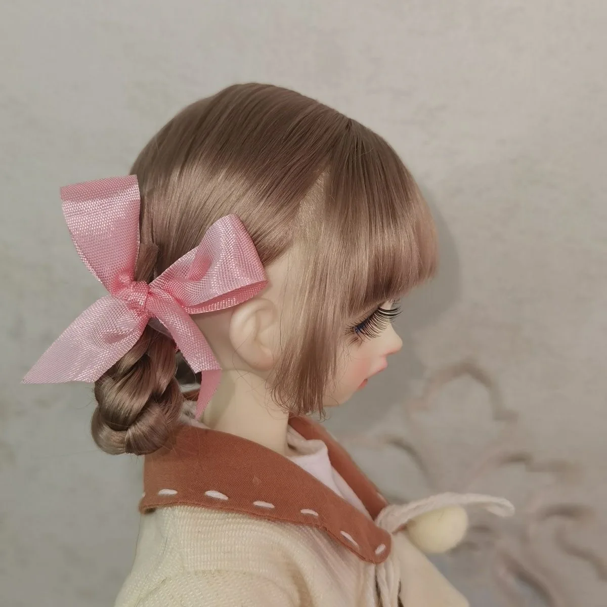 Hair for doll low-tied double ponytail hair ob11 1/6 1/4 BJD mohair wig free shipping