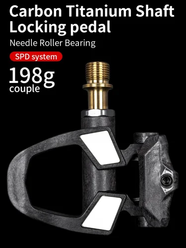 Imagen 2 del producto Nuevo Pedal de bloqueo de bicicleta KINAN, alrededor de 198G, 94x69MM, cuerpo de fibra de carbono, aleación de titanio, eje dorado con herramientas para bicicletas de carretera