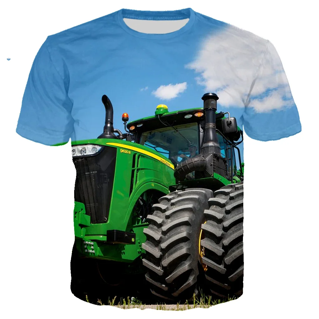 Summer Fashion Trend Sports Boy tractor Graphic Funny T-shirts Casual 3D Print Harajuku Personality Round Neck Short Sleeve Top