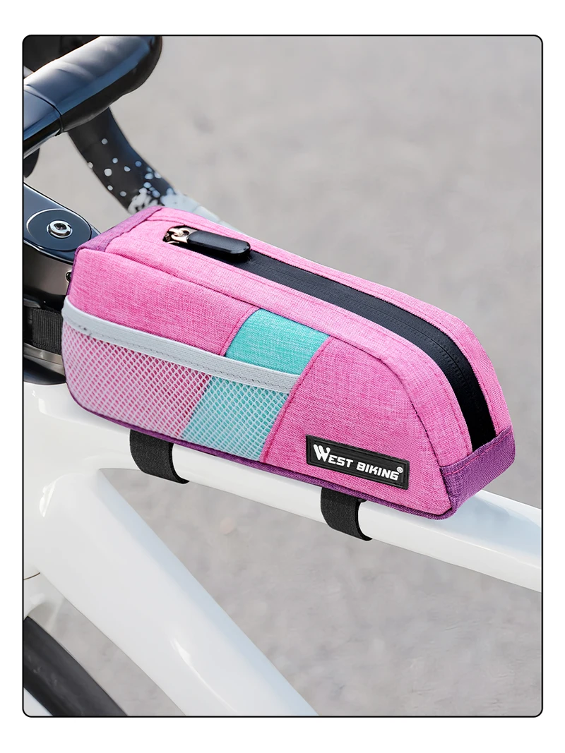 WEST BIKING Mini Tragbare Fahrrad-Oberrohrtasche Stromlinienförmiges Design Fahrradtasche Vorderrahmentasche für MTB Rennrad Fahrradzubehör – Detail 14