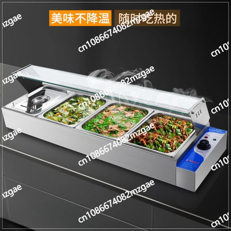Stainless steel thermal insulation soup pool, glass cover thermal insulation table,commercial fast food table for sale