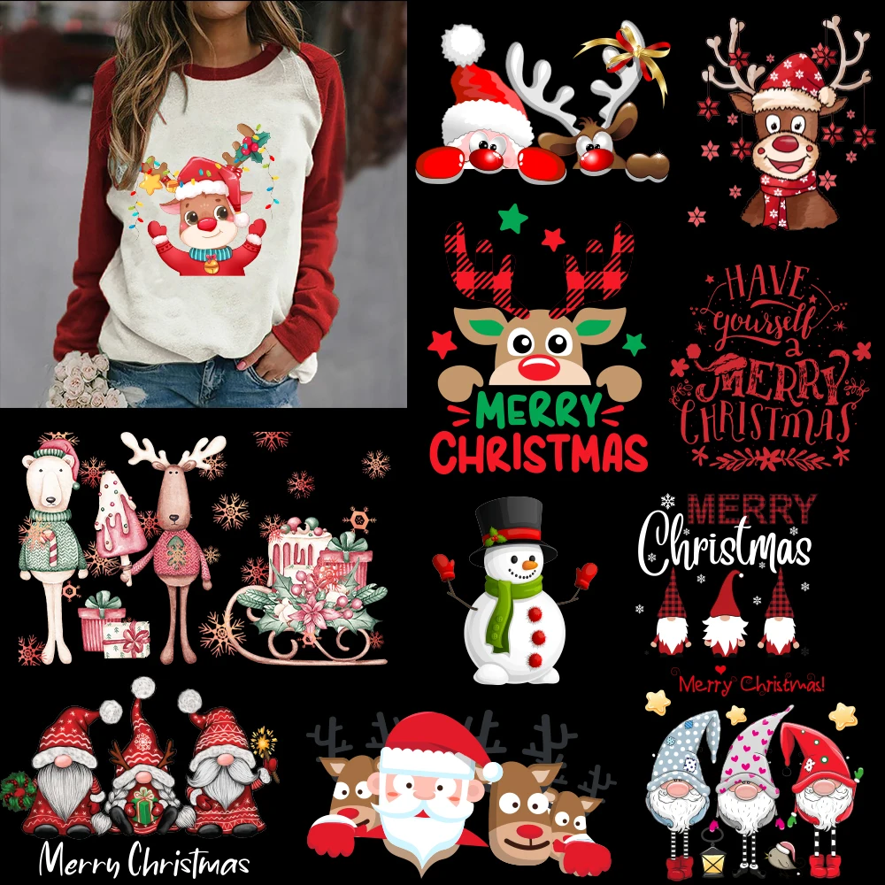 Christmas Patch Merry Christmas Patches for Clothing Heat Transfer Stickers T-shirts Parches Bordados Para Ropa Nombre Bordado