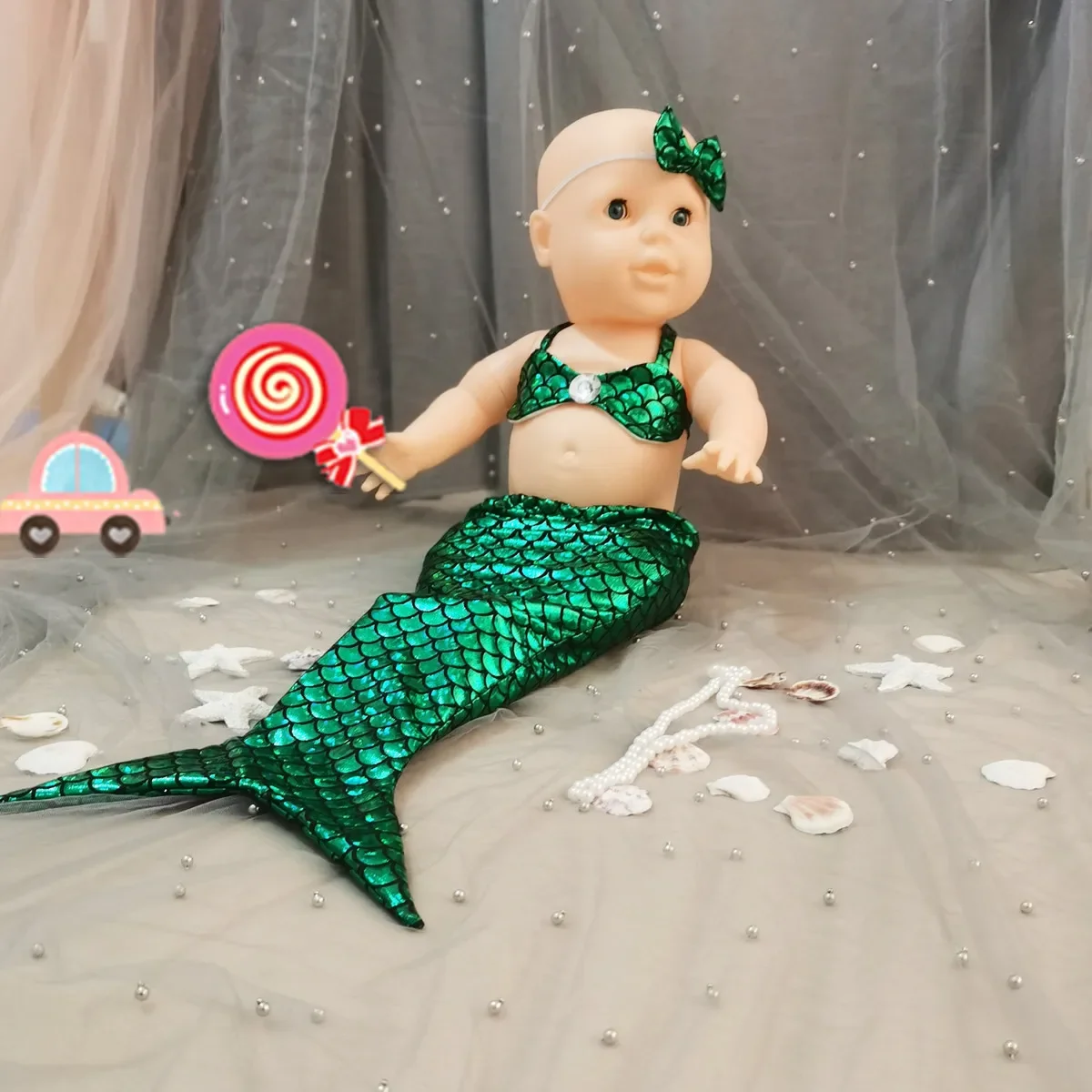 Newborn Photography Outfit Baby Mermaid Costumes New Born Romper Newborn Shooting Clothes Baby Boy Accessories Baby Photo Props