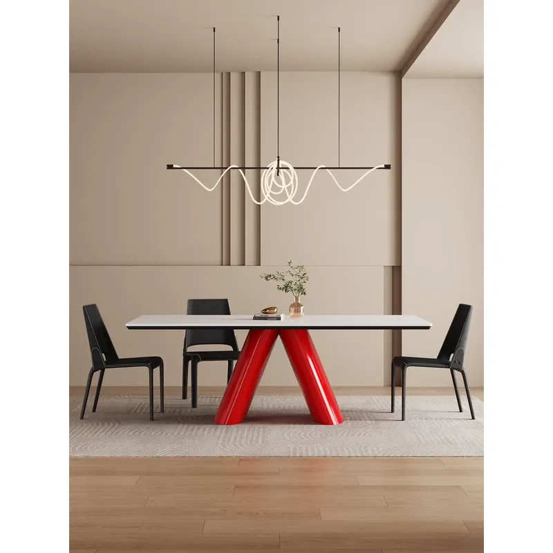 Modern Rectangular Rock Slab Dining Table for Small Apartment Living Room Simple High End Household Furniture