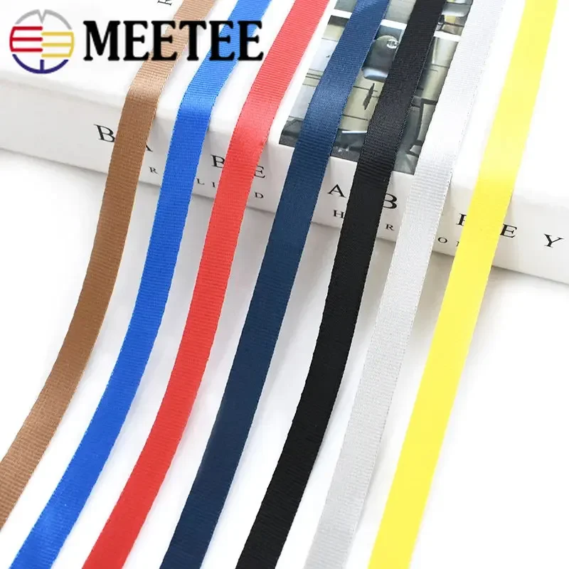 45Meters 10-20mm Colored Nylon Webbing Bag Strap Decorative Ribbon Bias Tape for Work Cards Straps Clothing Sewing Accessories