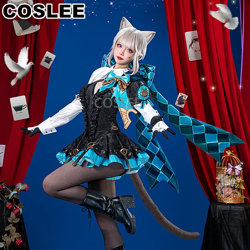 COSLEE Lynette Cosplay Genshin Impact Costume Magician Game Suit Lovely Uniform Wigs Halloween Party Outfit Women New 2023