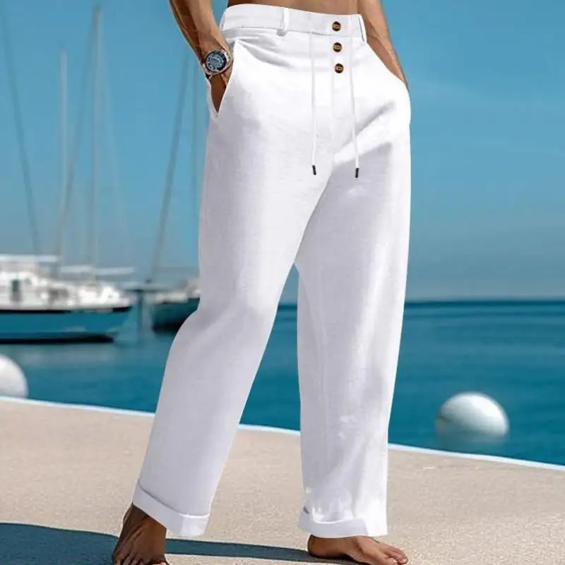 

New Men's Casual Pants High Waist Straight Leg Soldier Sle High Waist Neutral Fit Other Fabric Conents Other Sle