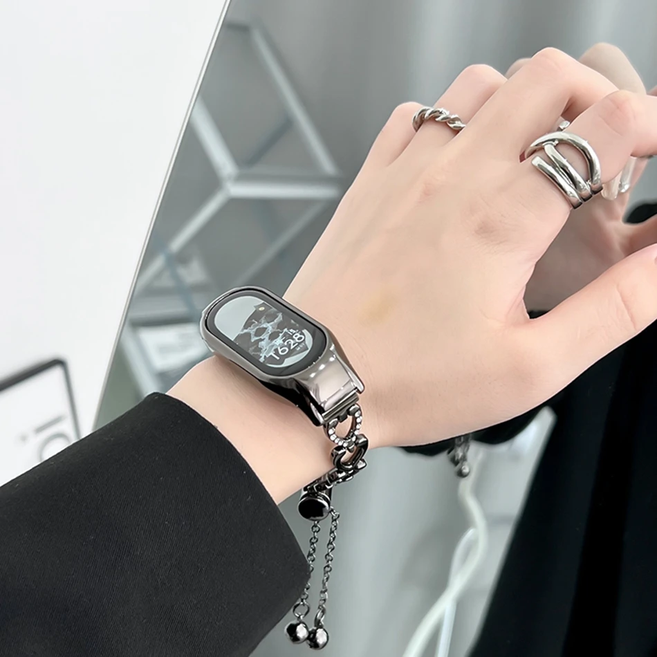 Per Xiaomi Mi Band 8 7 6 5 4 cinturino Fashion Love Chain bracciale in metallo Miband 8 7 4 3 cinturino di ricambio in acciaio inossidabile Correa