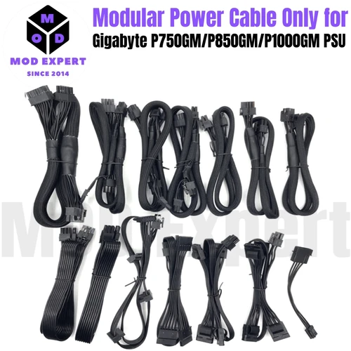 Cable Modular para Gigabyte P750GM, P850GM, P1000GM PSU Modular, GPU PCIe 8Pin 6+2Pin, CPU 4+4Pin, SATA Molex IDE 4Pin, ATX 24Pin