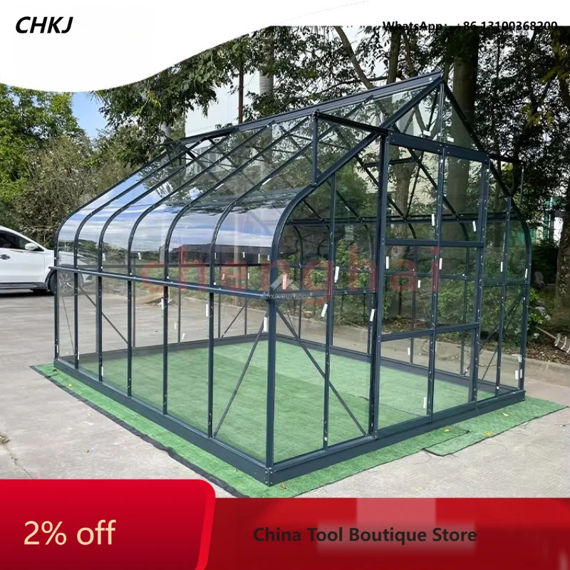 Cold and snow-resistant multi-span prefabricated house aluminum frame tempered glass backyard curved garden greenhouse