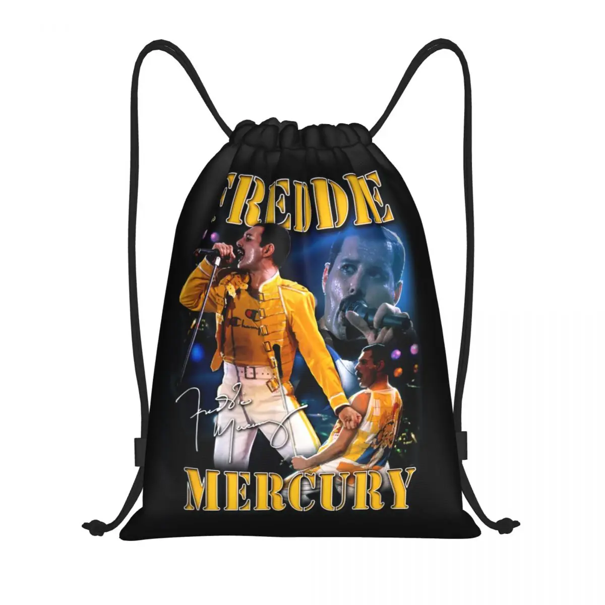 Rock Music Queen Freddie Mercury Drawstring Backpack Women Men Sport Gym Sackpack Foldable Shopping Bag Sack