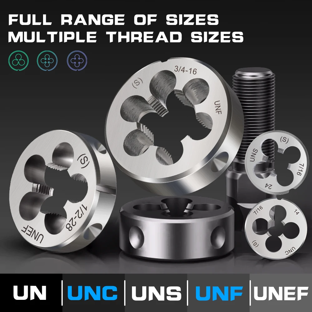 Stampo per filettatura a mano destra Die UN UNC UNF UNEF 5/16 3/8 7/16 1/2 5/8 9/16 3/4 strumenti per filettatura a filettatura Die Die