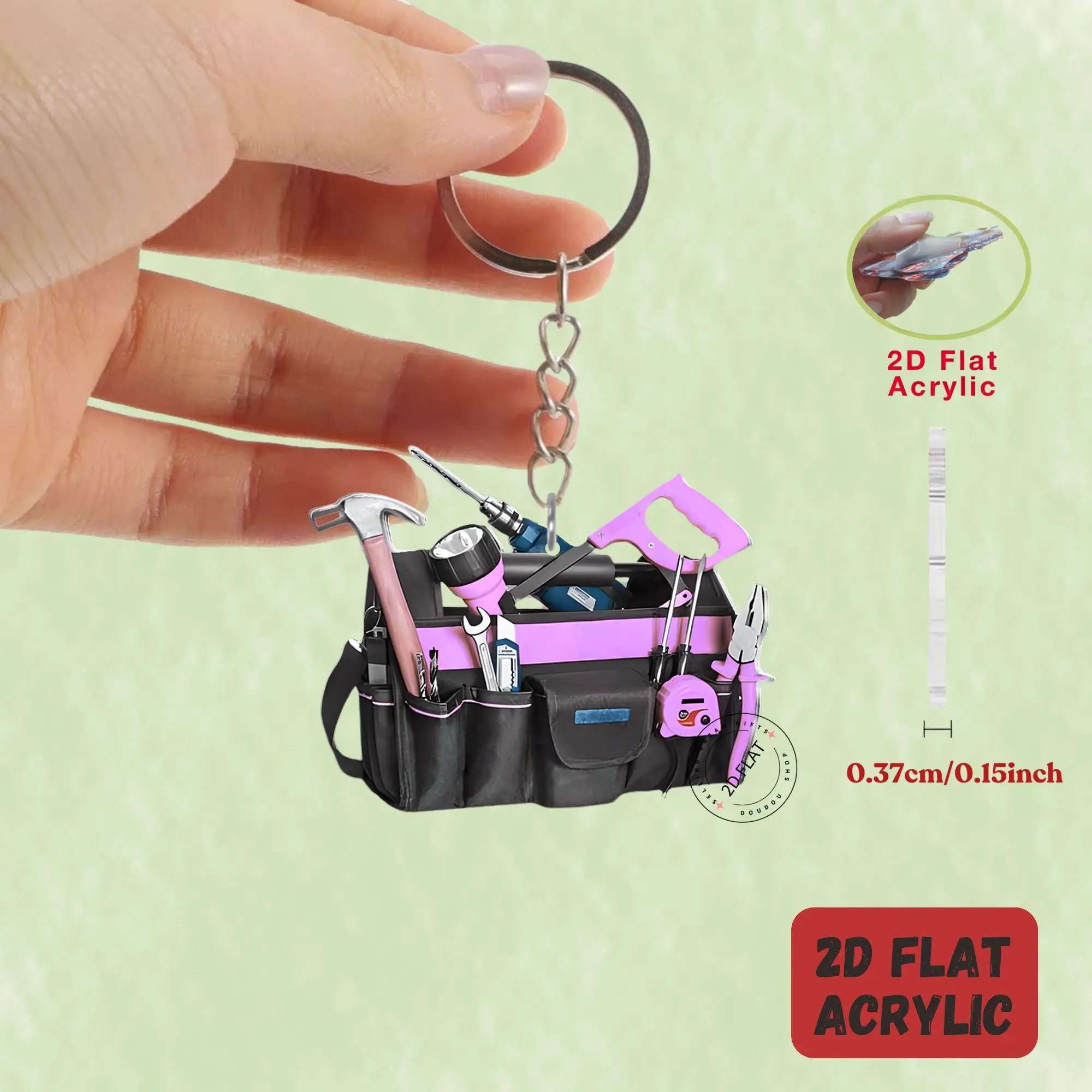 Versatile 2D Flat Repair Tool Keychain – Car keys, backpack, office, gifts, phone, luggage & more. Compact souvenir gift!