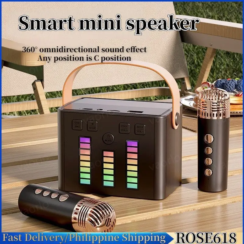 Беспроводной караоке Bluetooth PA динамик микрофоны машина светодиодный окружающие огни Поддержка TF/U-Disk/AUX Play KTV DSP звуковая система