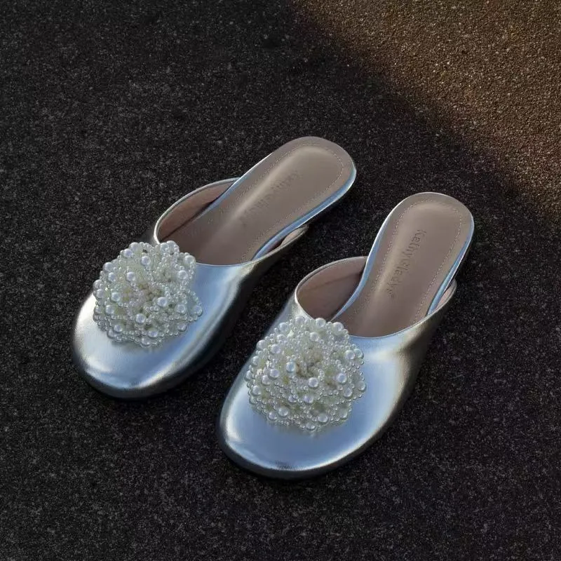 

Летние женские шлепанцы-мюли с закрытым носком на плоской подошве, модные, стильные, для улицы