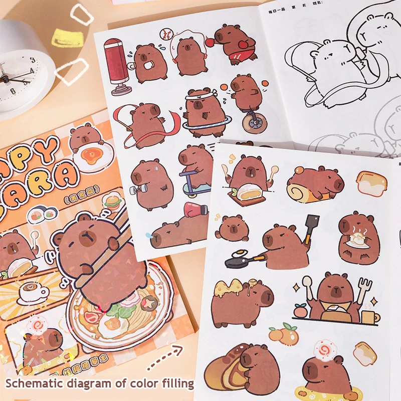 Imagem -04 - Kawaii Capivara Coloring Book Infantil Copiar Imagem Graffiti Sketchbook Desenho Notebook Art Supplies