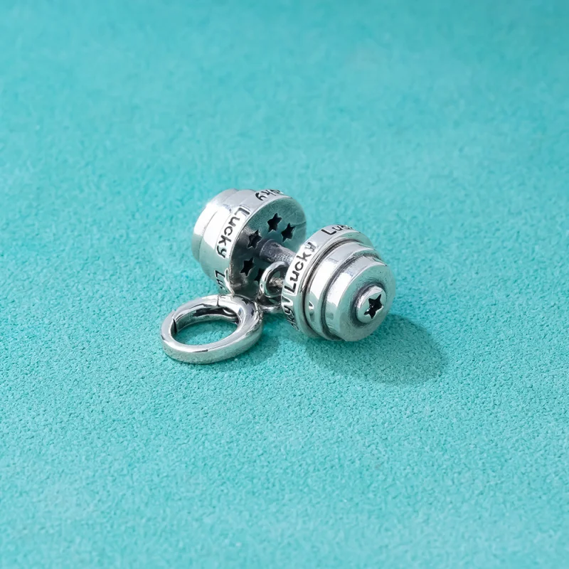 قلادة دمبل مخصصة من الفضة الإسترليني S925 مناسبة للمجوهرات الإبداعية والعصرية للنساء #6