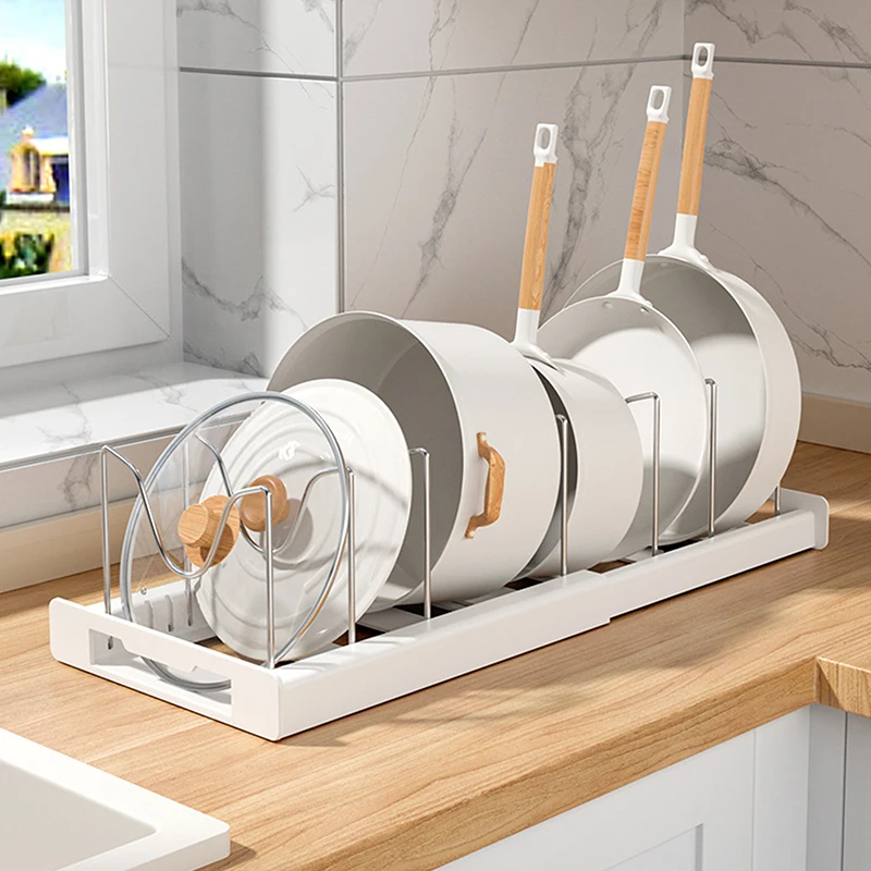 Pot Storage Rack Expandable Pan Shelf Organizer Pot For Baking Frying Rack With 7 Adjustable Compartments