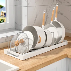 Pot Storage Rack Expandable Pan Shelf Organizer Pot For Baking Frying Rack With 7 Adjustable Compartments