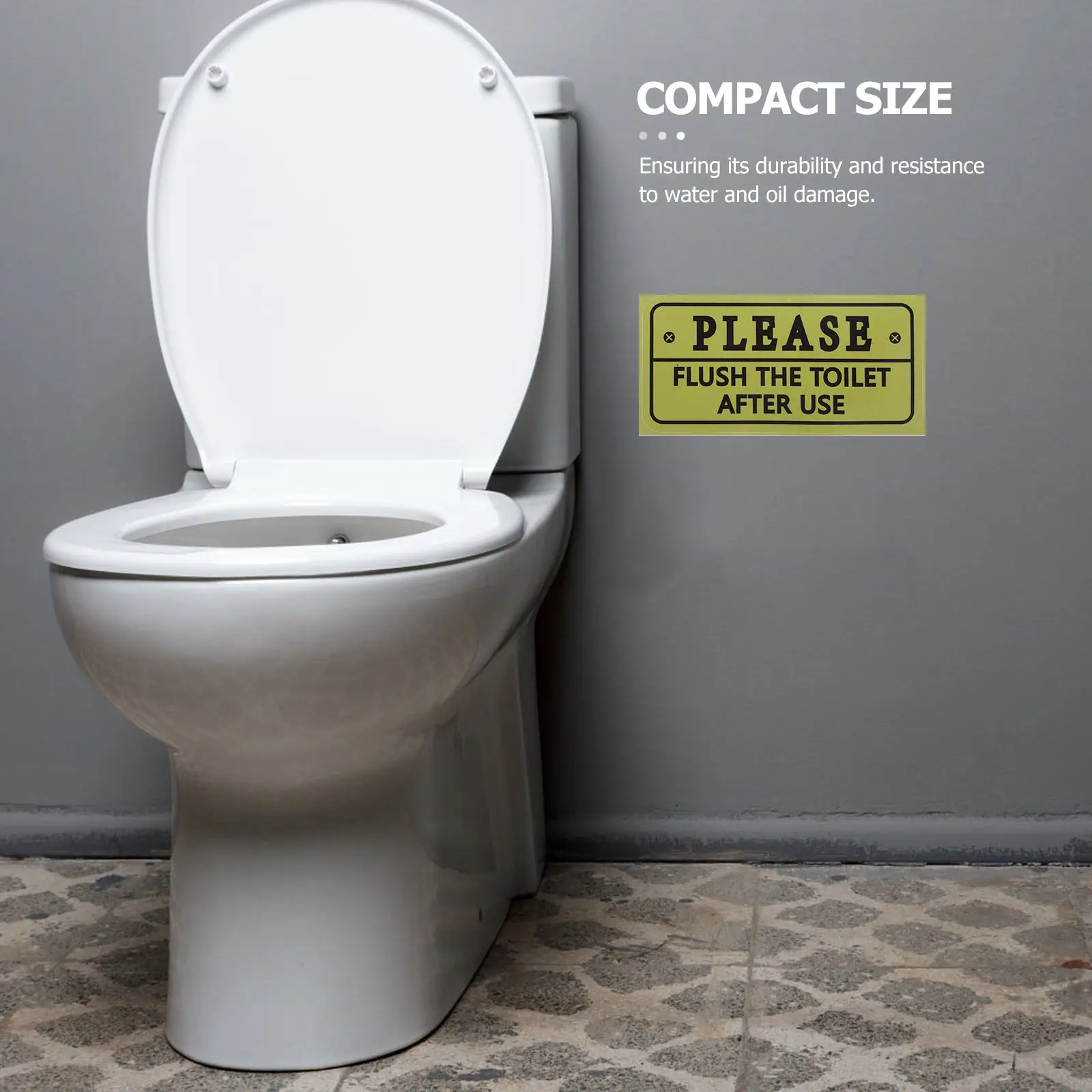 Toilet Sticker PVC Material Waterproof Oil Resistant Easy Install Flush Reminder Bathroom Decal Decorative Adhesive Toilet Sign