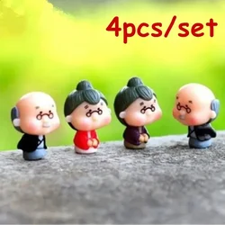 4pcs/set Mini Grandpa Grandma and Son Together Moss Micro Landscape Accessories  Doll Combination  DIY Ornaments