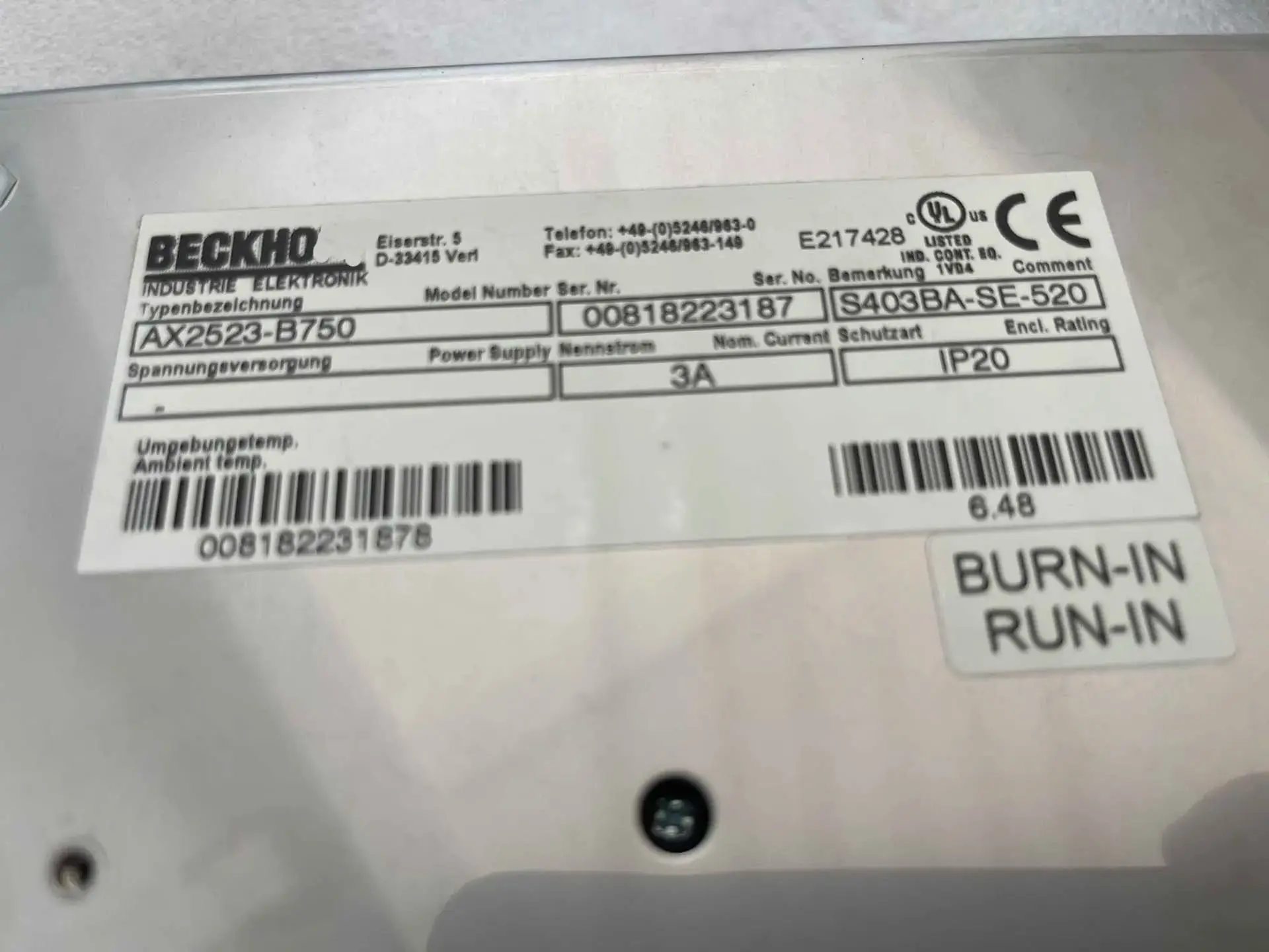 AX2513-B750 S403AM-SE-520, AX2523-B750 S403BA-SE-520 Servo Drive for Beckhoff