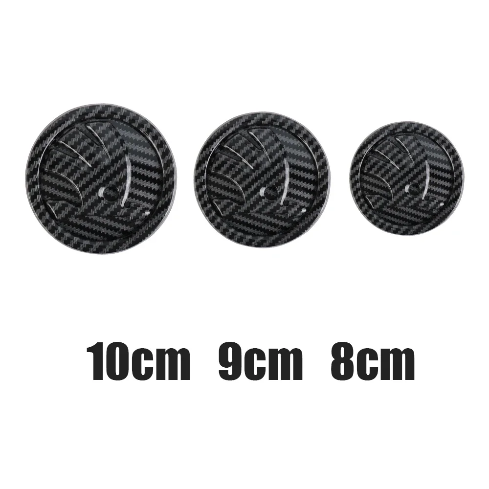 8/9/10cm Carbon Fiber Badge Car Front Hood Emblem Tail Trunk Logo Sticker For Skoda Octavia Fabia Superb Kamiq Karoq Skoda S VII