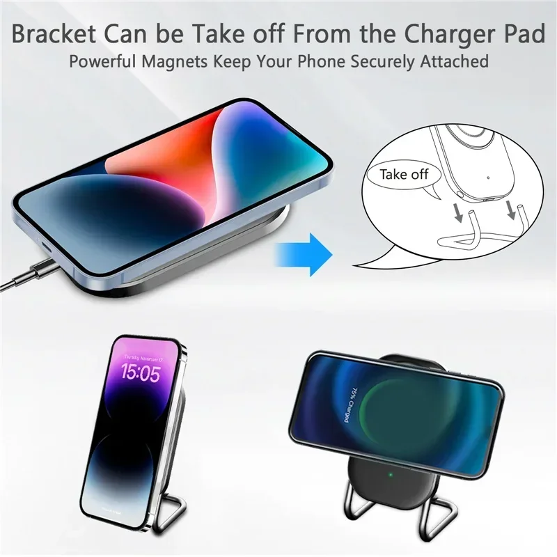 Magnetic Wireless Charger Stand Fast Charging Pad for iPhone 15 14 13 12 Pro Airpods Magnet Phone Chargers Holder Dock Station