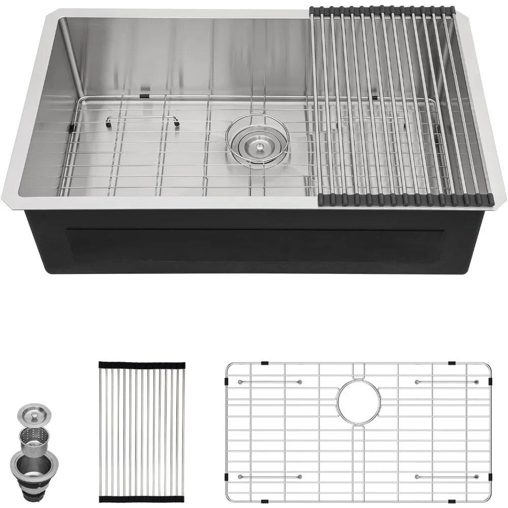 

Kitchen Sink Undermount - 30x18 inch Stainless Steel Sink 16 Gauge Single Bowl Under Counter Rectangular Kitchen Sinks Basin