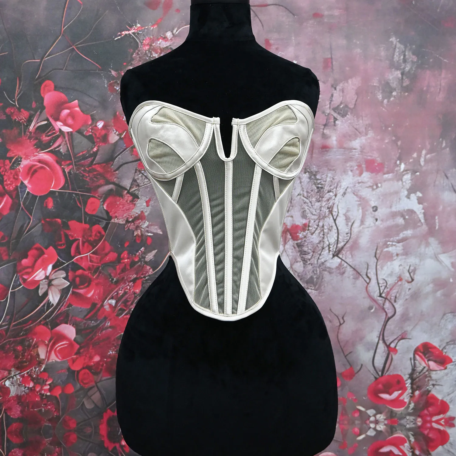 

​​ Mesh Satin Corset for Women Breathable Body Shaper Seamless Tummy Control Underwear