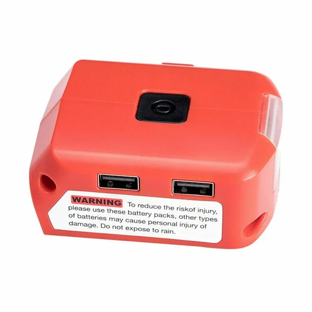 Battery Adapter for Milwaukee 18V Li-ion Battery Power Source with Dual USB 5V/2.1A 3W LED Work Light