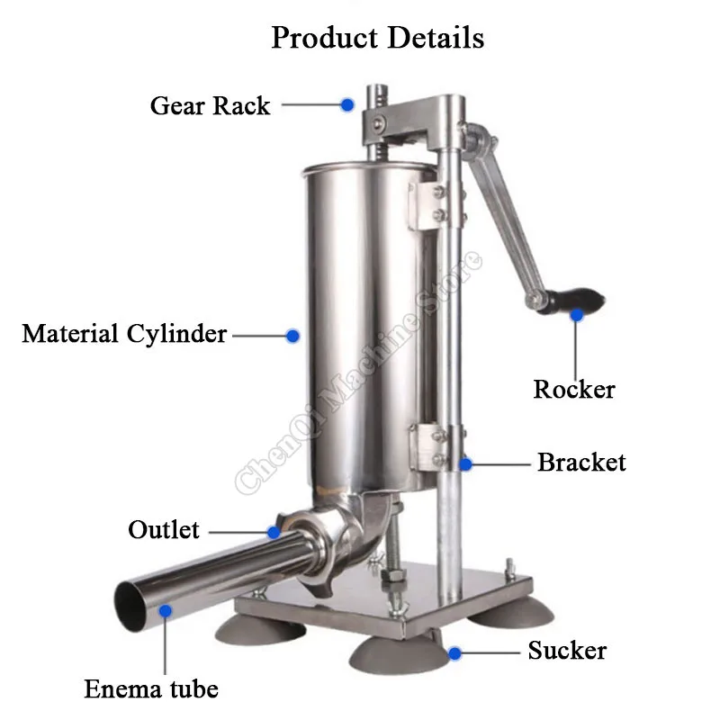 소시지 필러 수직 고기 필러 Stuffer 쉬운 청소 수동 도구 주방 홈 레스토랑 소시지 Stuffer 기계