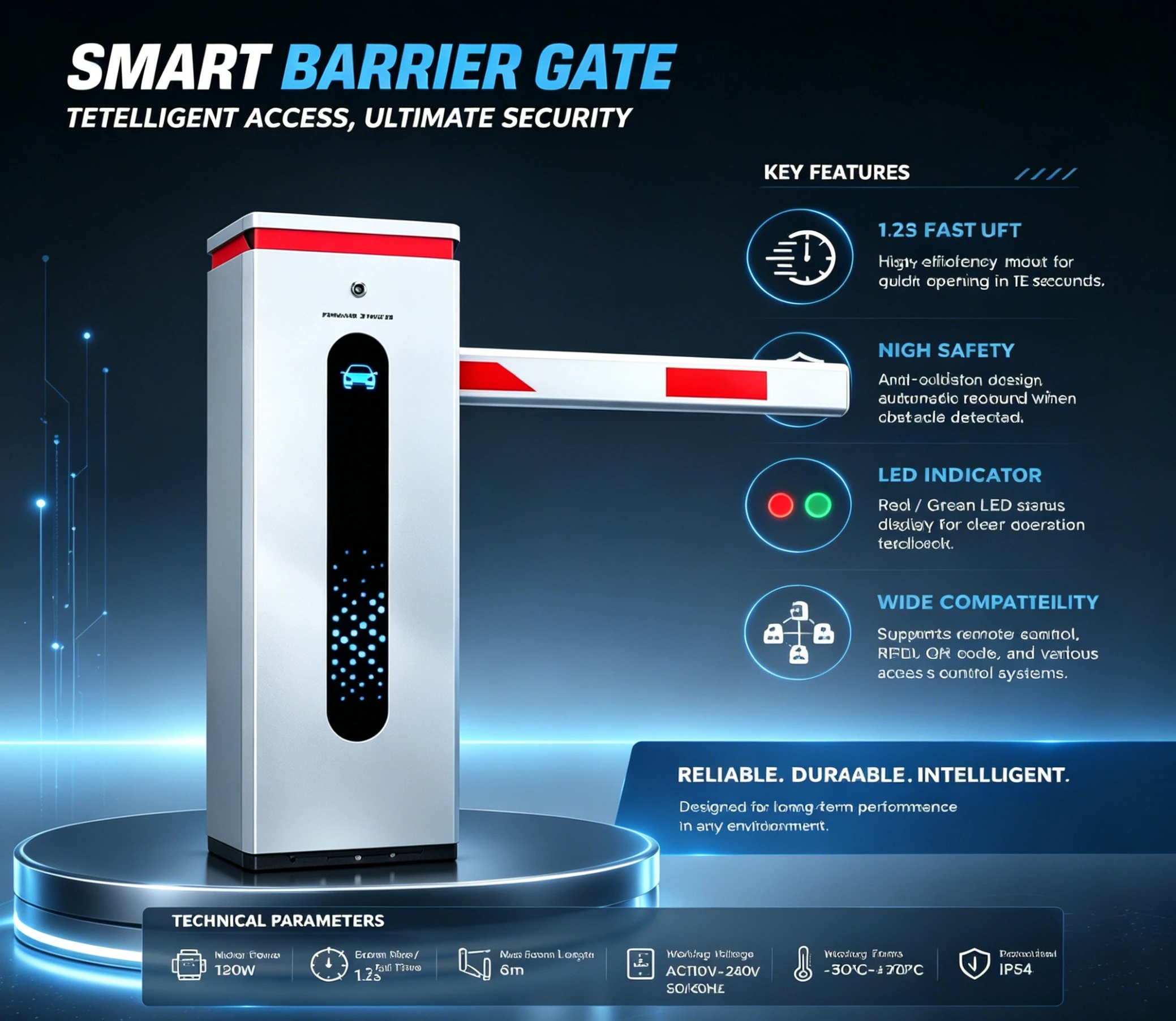 Gate Barrier Parking System - DCブラシレスモーター搭載の金属製ブームと駐車場用交通遮断機を備えた自動セキュリティバリアゲートシステム