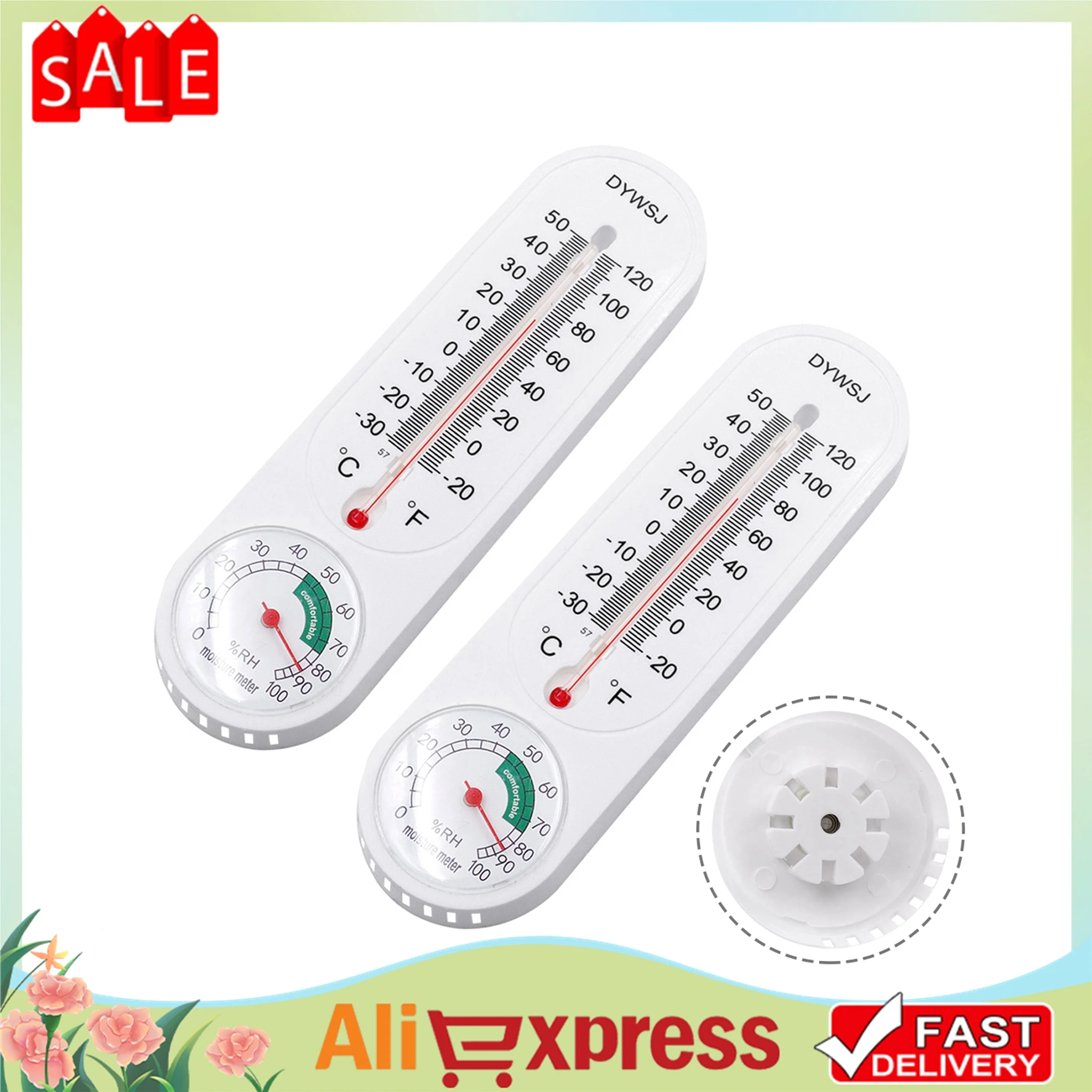 2Pcs Breeding Thermometer Household Humidity Meter Breeding Thermometer 23x6cm For Greenhouse Wall Hanging Fahrenheit/Celsius