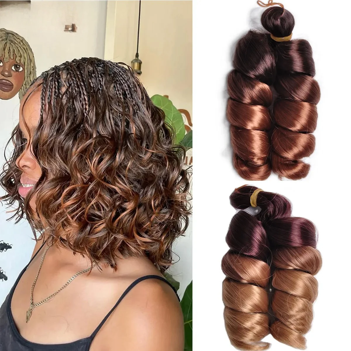 Flechthaare 12 Zoll, vorgedehnt, federnd, einfach zu flechten, Häkelhaar, gewellte Locken, synthetisches Haar, lose Haarsträhnen