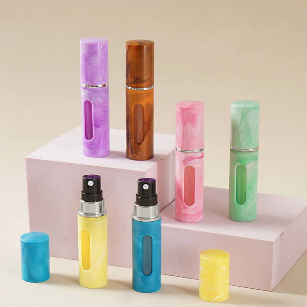 10ML Marble Pattern Visible Window Perfume Bottle Atomizer Portable Refillable Fine Mist Sprayer Empty Travel Cosmetic Container