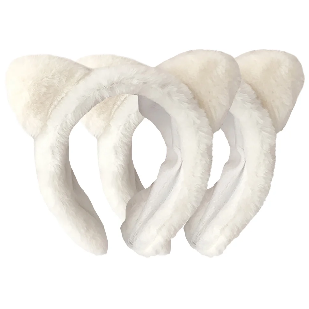 

2 Pcs Windmill Plush Cat Ear Headband Miss Girl Headbands Facial Cute for Women